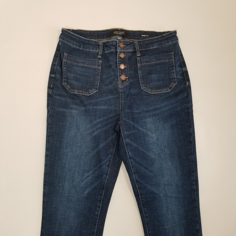 Judy Blue Skinny Fit Button Fly Jeans Front Patch Pockets 15/32 - Picture 2 of 5